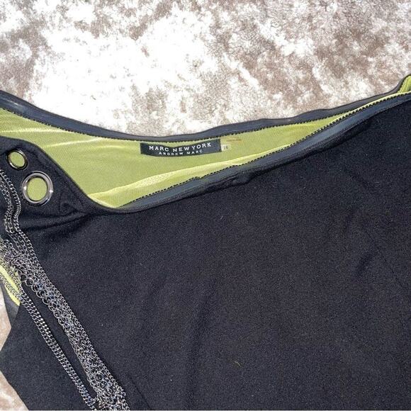 Marc New York dress black wool one strap W/shoulder strap chain detail SZ 14 - Picture 9 of 10